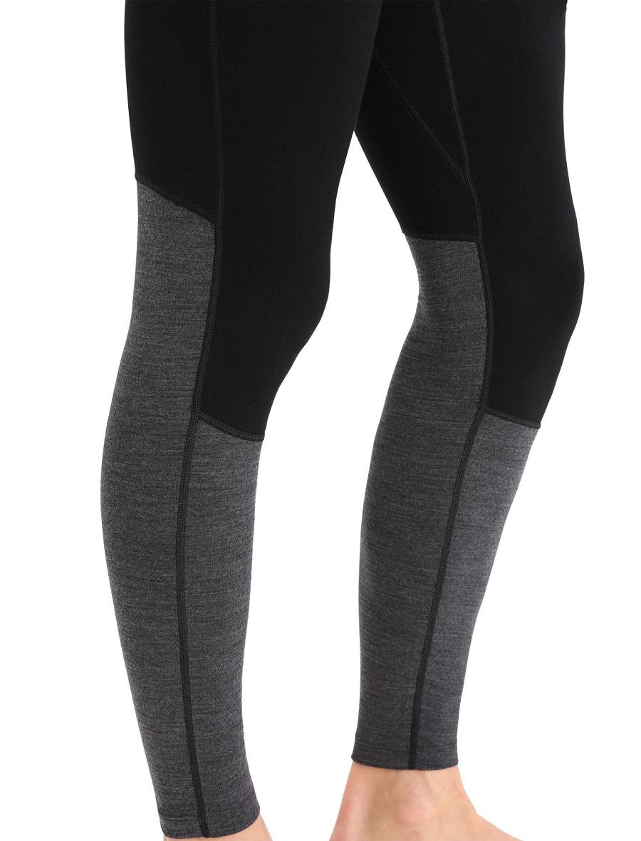 Men's Icebreaker Merino 260 ZoneKnit™ Merino Leggings Base Layers Black / Jet Heather | CA 1615DFMN